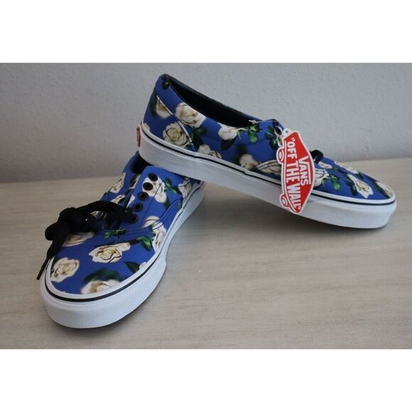VANS Men's 9 Women's 10.5 Blue Era Romantic Floral Low Top Skate Shoes SIB - Picture 1 of 6